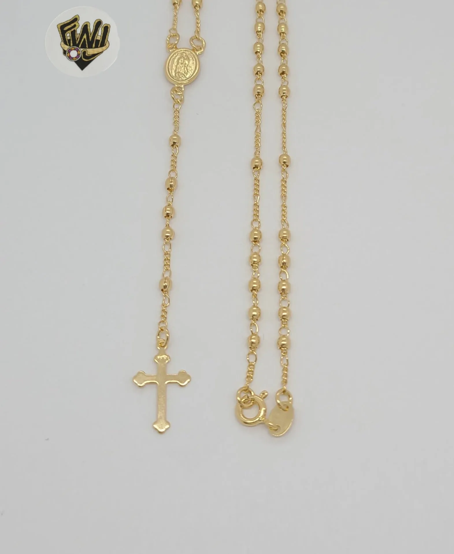 (1-3323) Gold Laminate - 2.5mm Virgin Rosary Necklace - 18 - BGF.