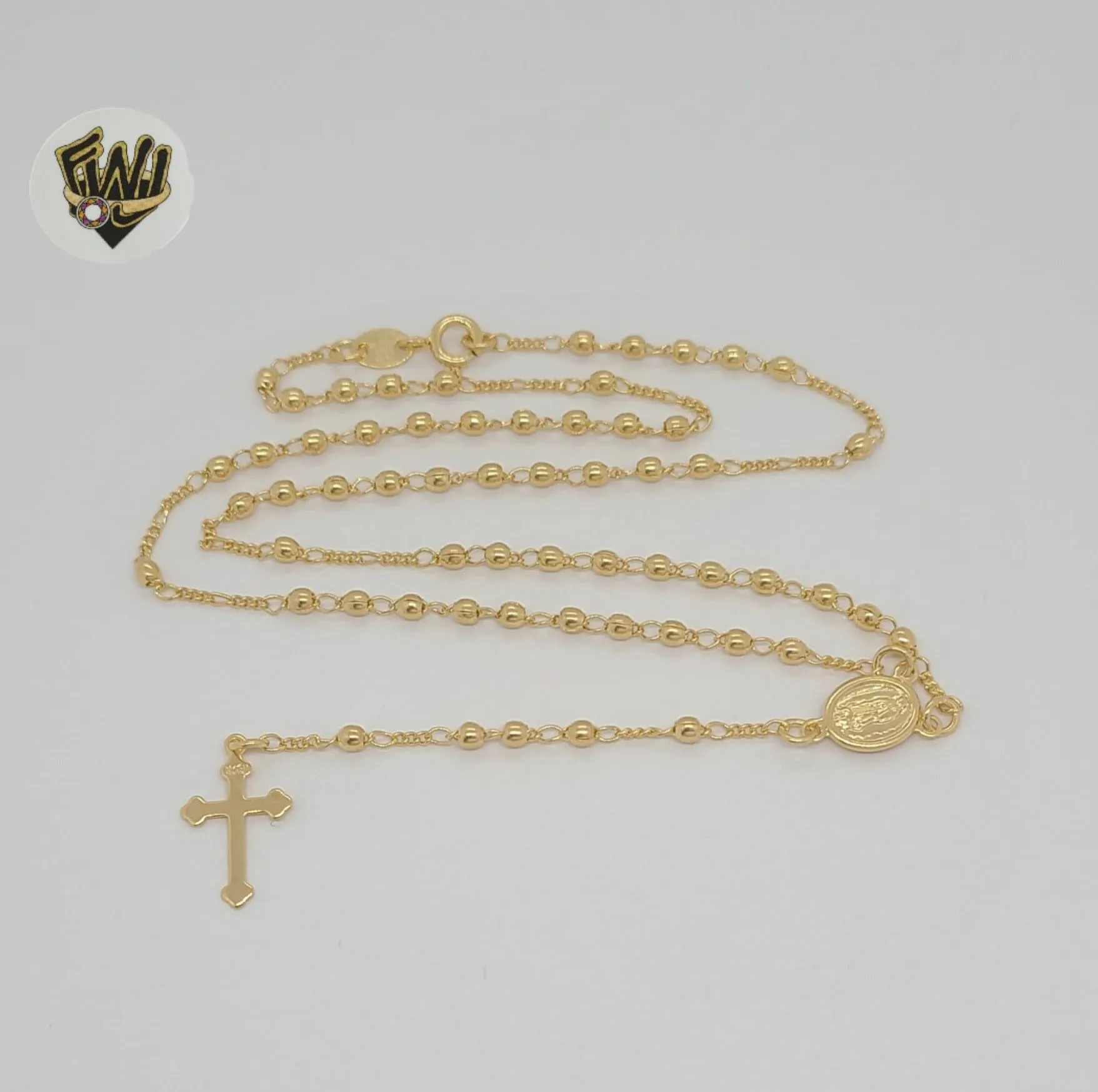 (1-3323) Gold Laminate - 2.5mm Virgin Rosary Necklace - 18 - BGF.