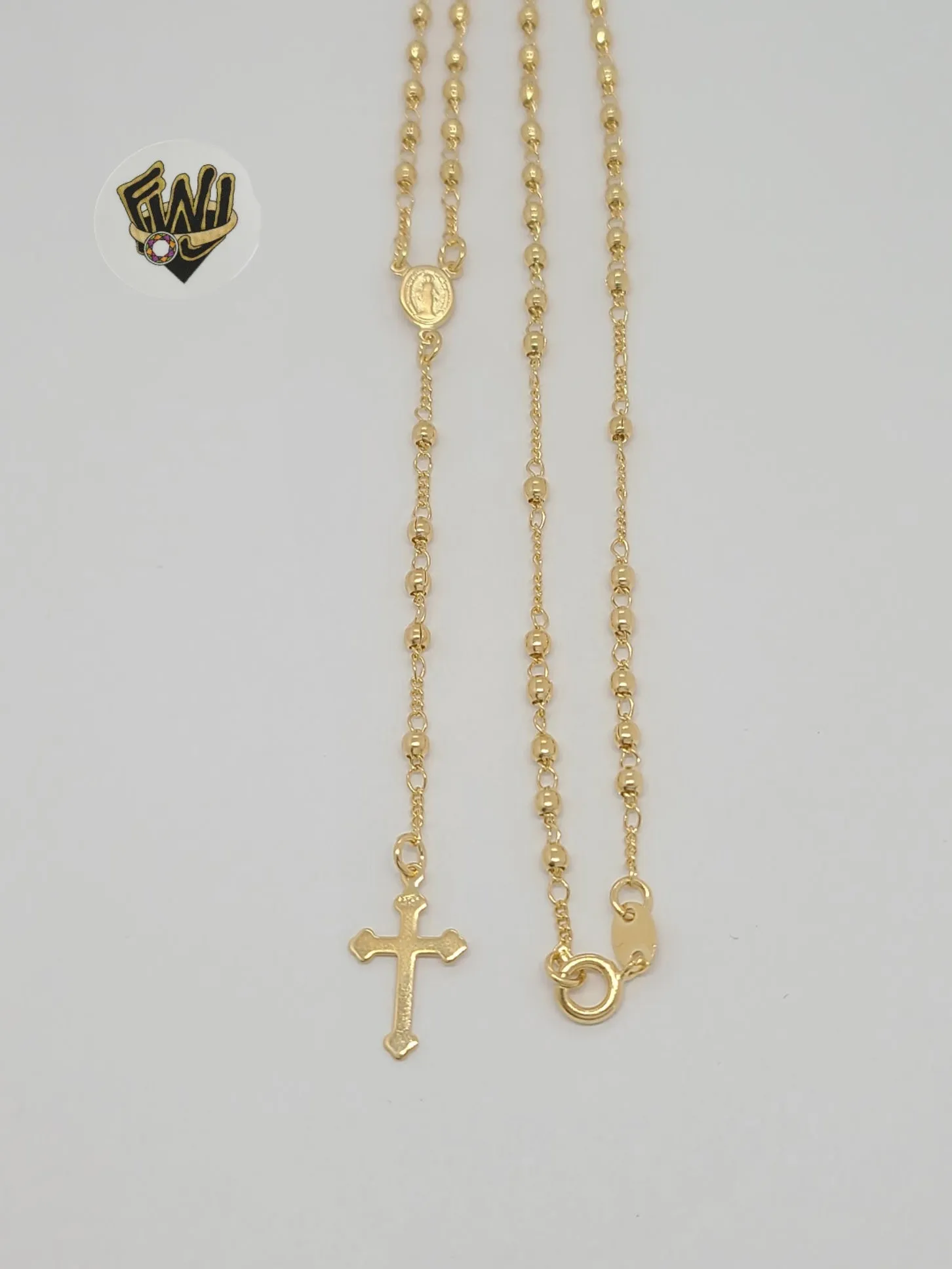 (1-3323) Gold Laminate - 2.5mm Virgin Rosary Necklace - 18 - BGF.