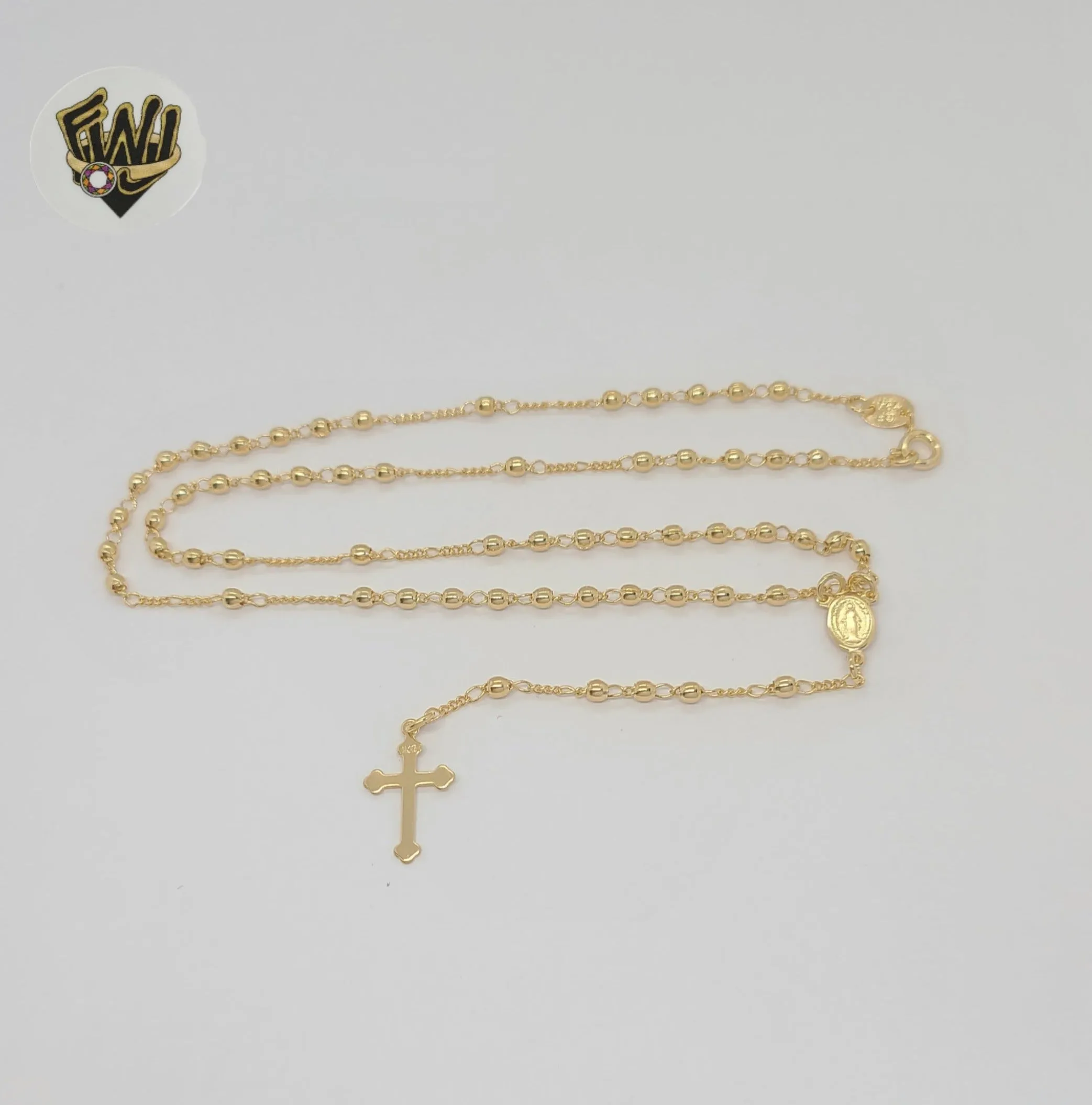 (1-3323) Gold Laminate - 2.5mm Virgin Rosary Necklace - 18 - BGF.