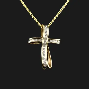 10K Gold Diamond Cross Pendant Necklace