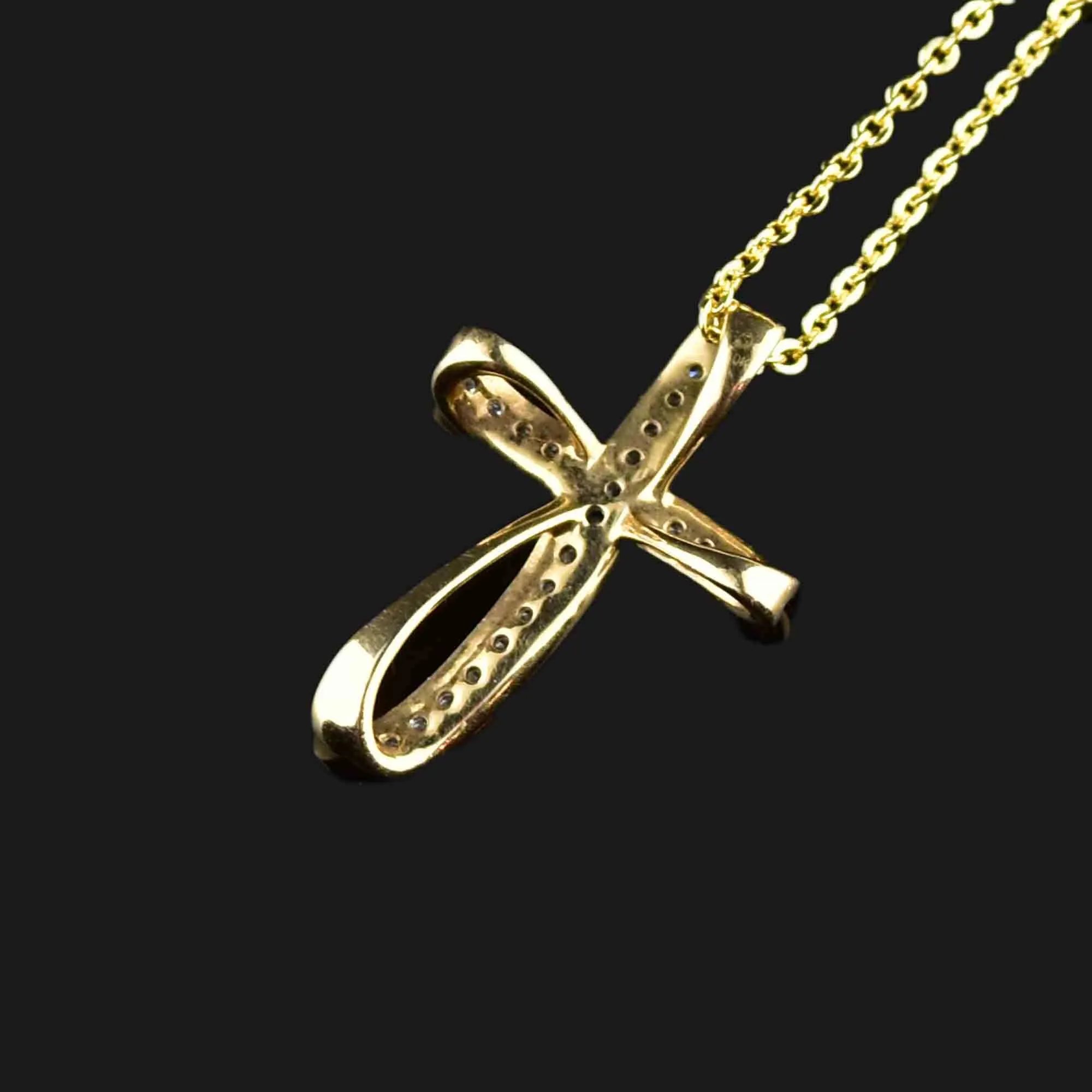 10K Gold Diamond Cross Pendant Necklace