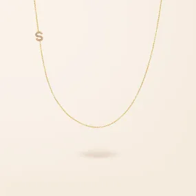 10K Gold One Asymmetrical Diamond Initial Necklace