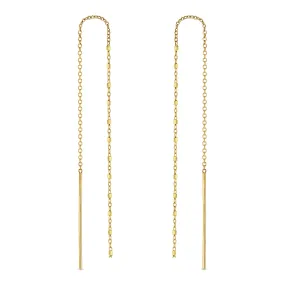 14k Gold Square Bead Chain Drop Threaders