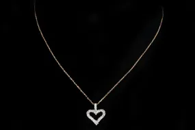 14K Yellow Gold 0.42 Carat Total Weight Diamond Heart Pendant Necklace