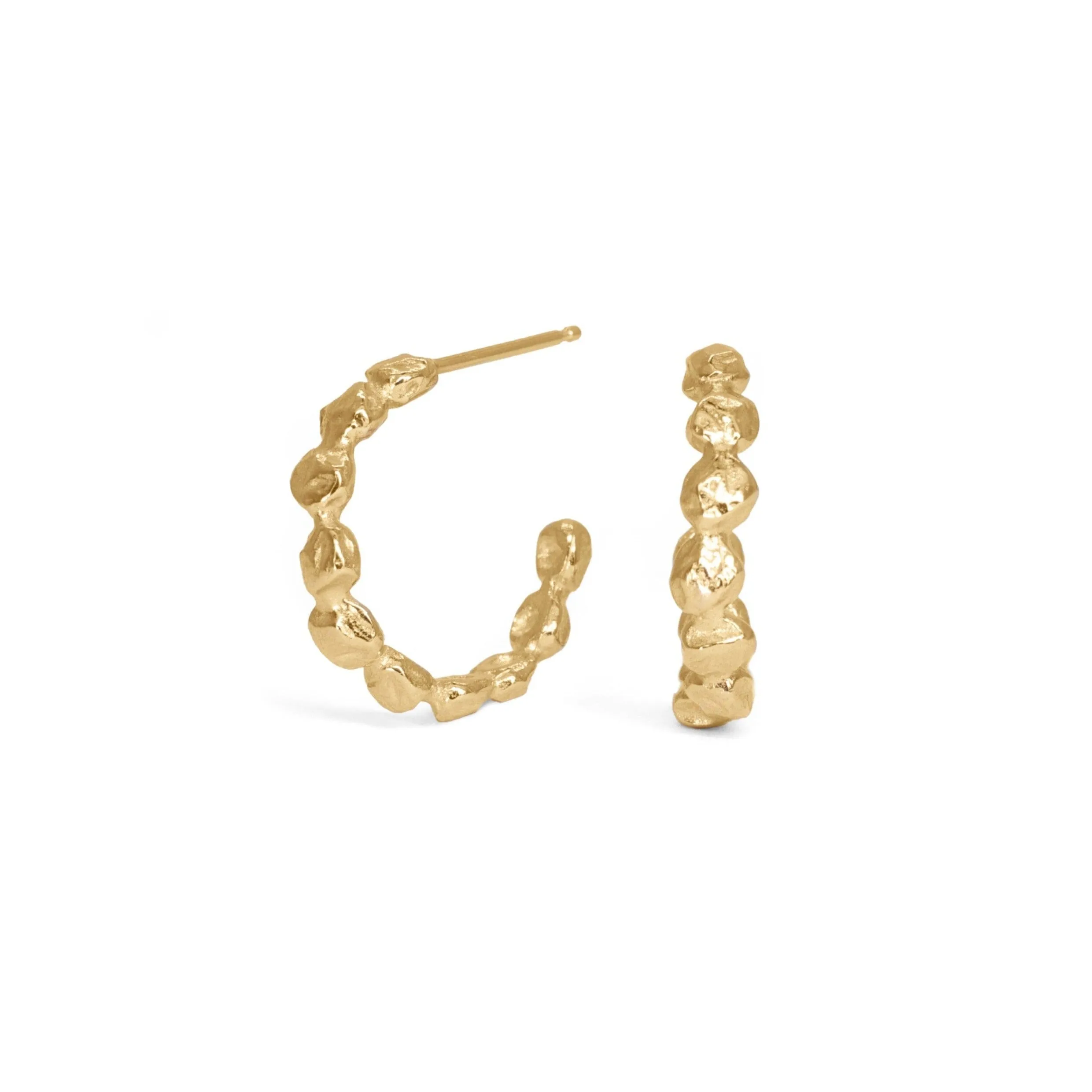 18K Diamond Dot Hoops Medium