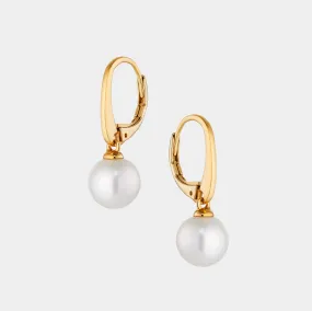 8MM GENUINE FRESHWATER PEARL  LEVERBACK EARRINGS