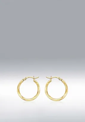 9 Carat Gold Faceted Creole Hoops, Yellow Gold