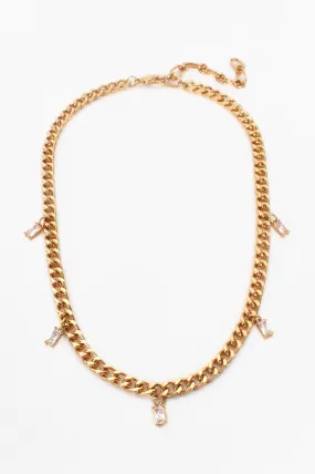 Adorne Mini Glass Drop Short Chain Necklace