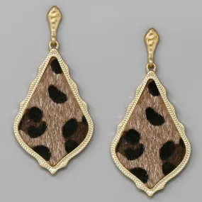 Animal Print Faux Fur Vintage Frame Drop Earrings