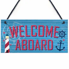 AshoreShop Vintage Welcome Aboard Ship Sign