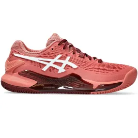 Asics Gel Resolution 9 Clay Women's Tennis Shoes - Light Garnet/White