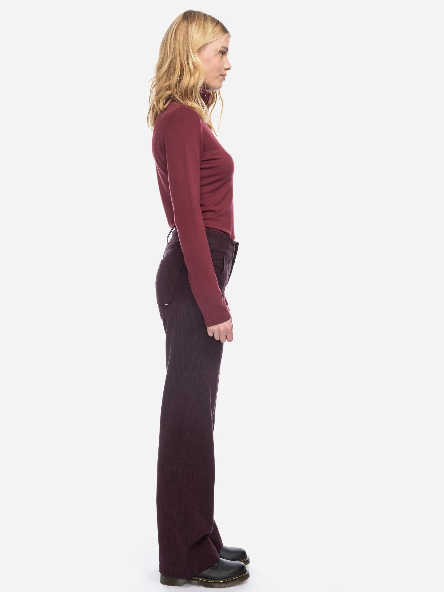 ATO Berlin Bordeaux Lilia Straight Cut Wide Leg Trousers