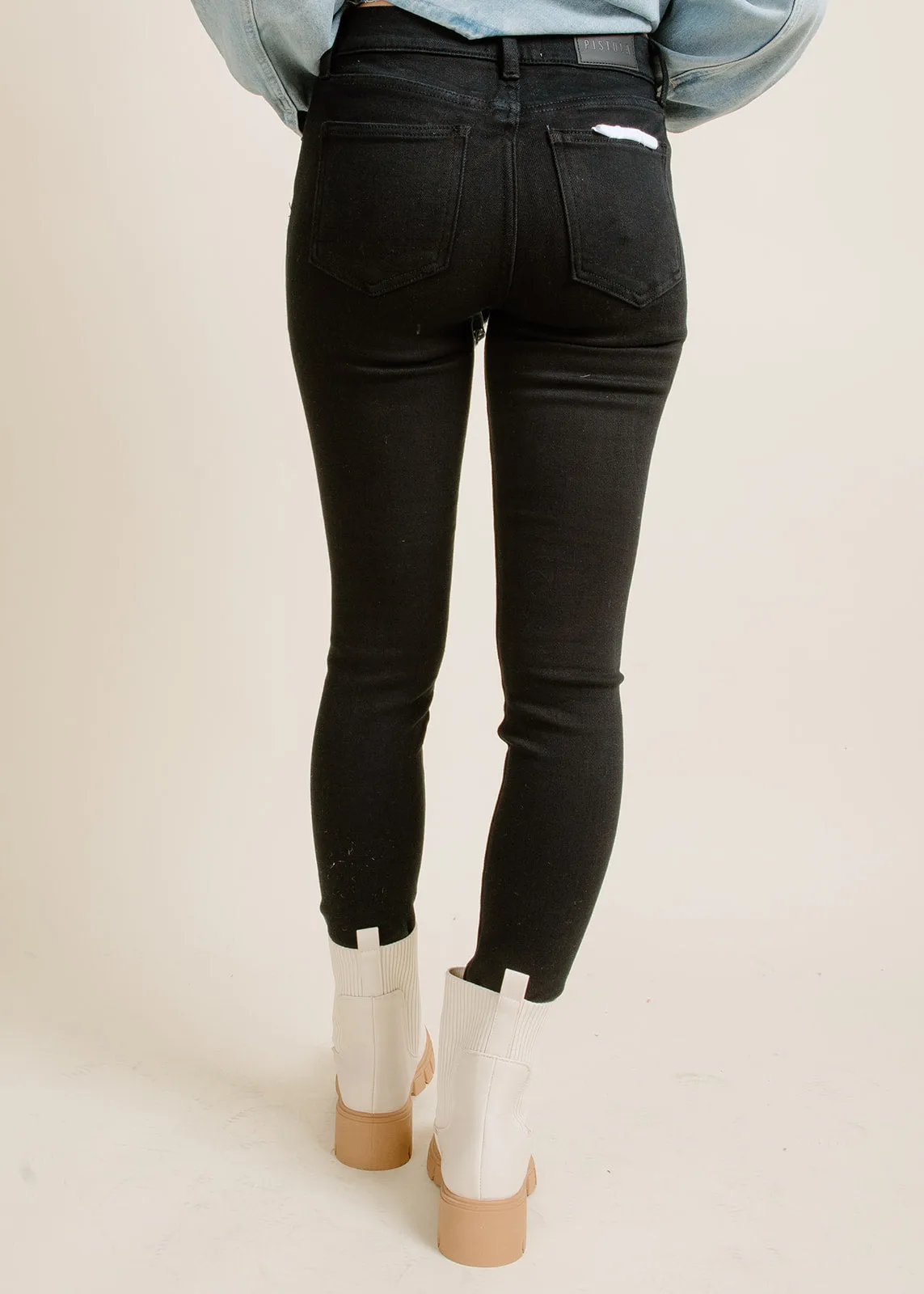 Audrey Midi Rise Skinny - Dark Vinyl