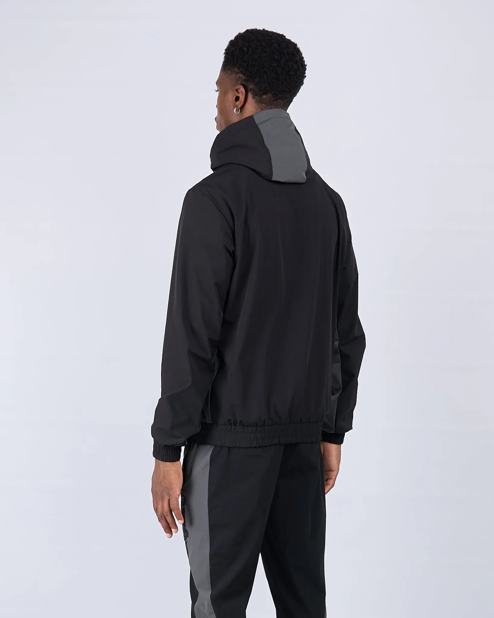 Black Charcoal Contrast Badge Windbreaker