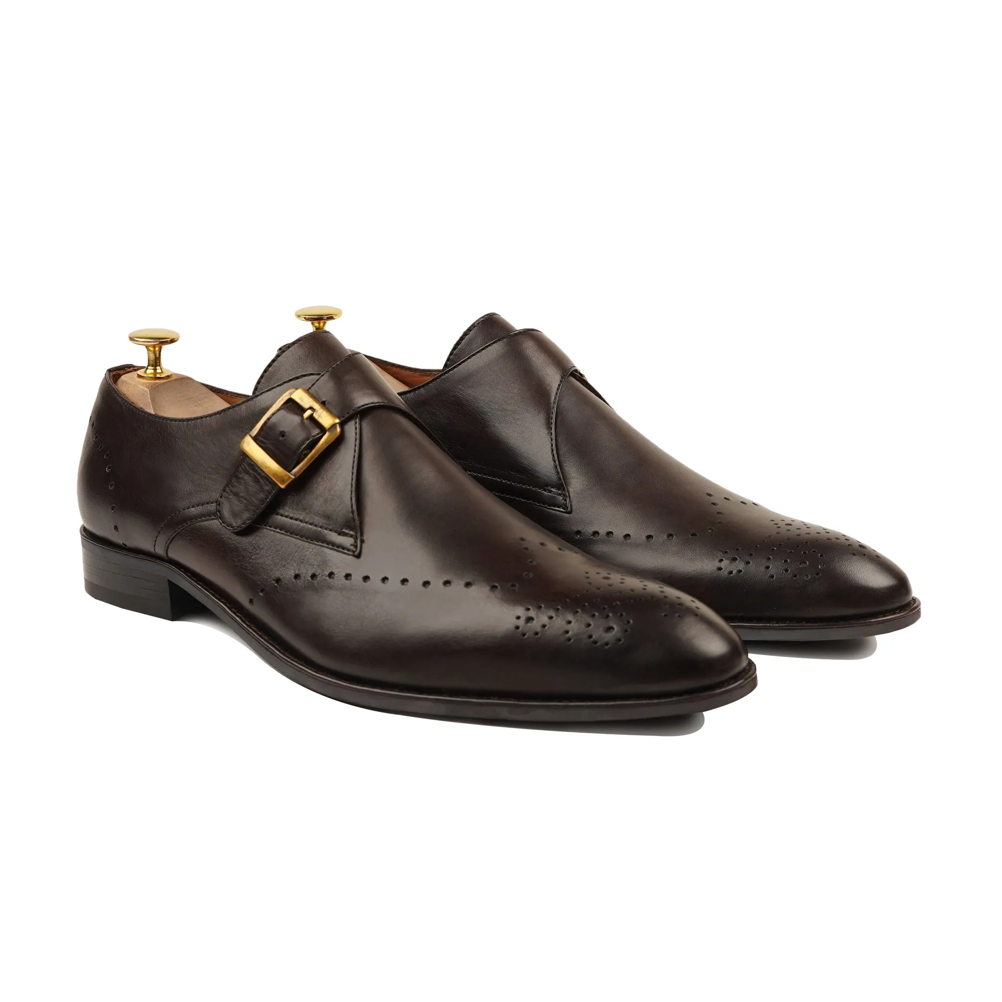 Brecon - Men's Dark Brown Calf Leather Single Monkstrap