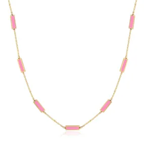 Bubblegum Pink Bar Chain Necklace