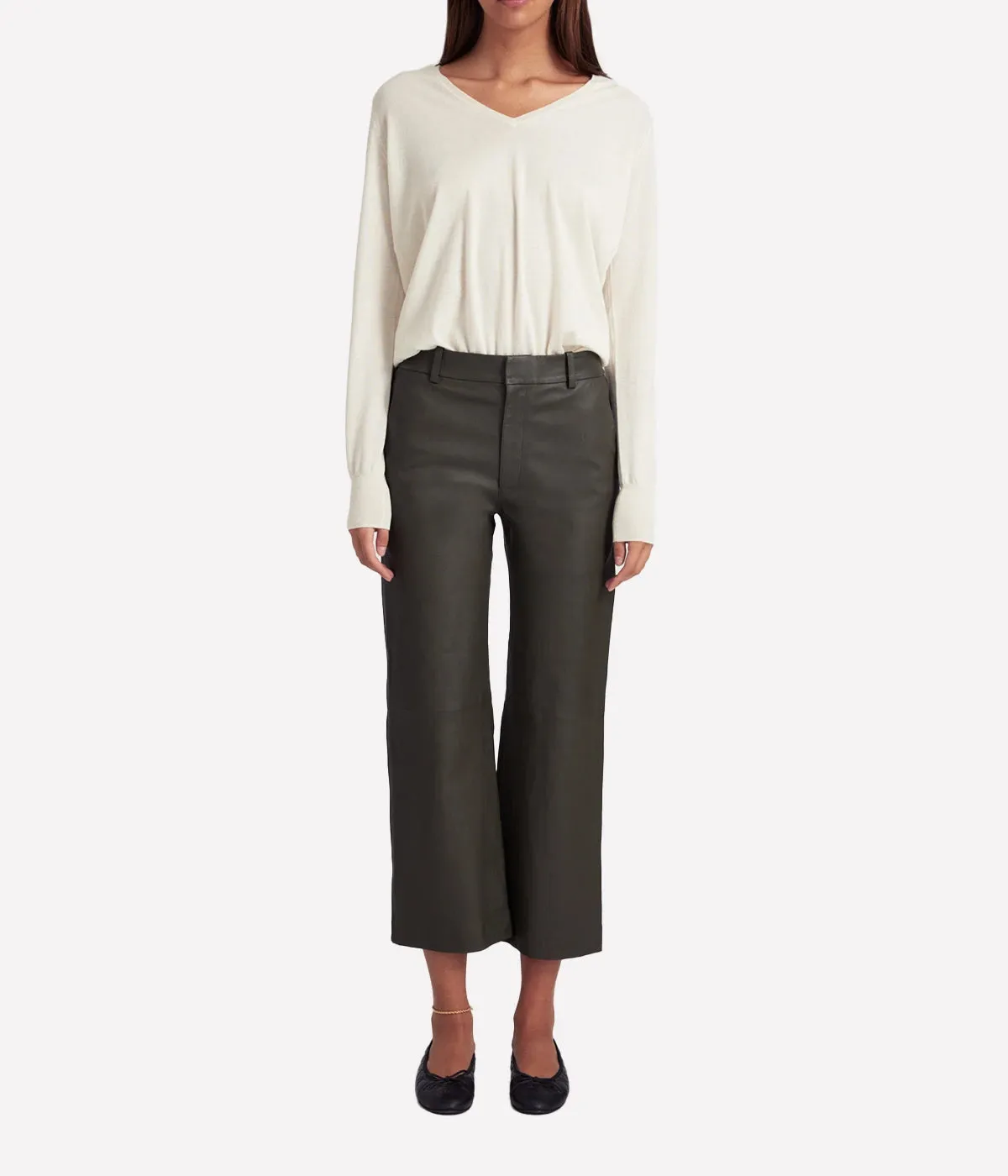 Cropped Baggy Lowrise Trouser in Cactus