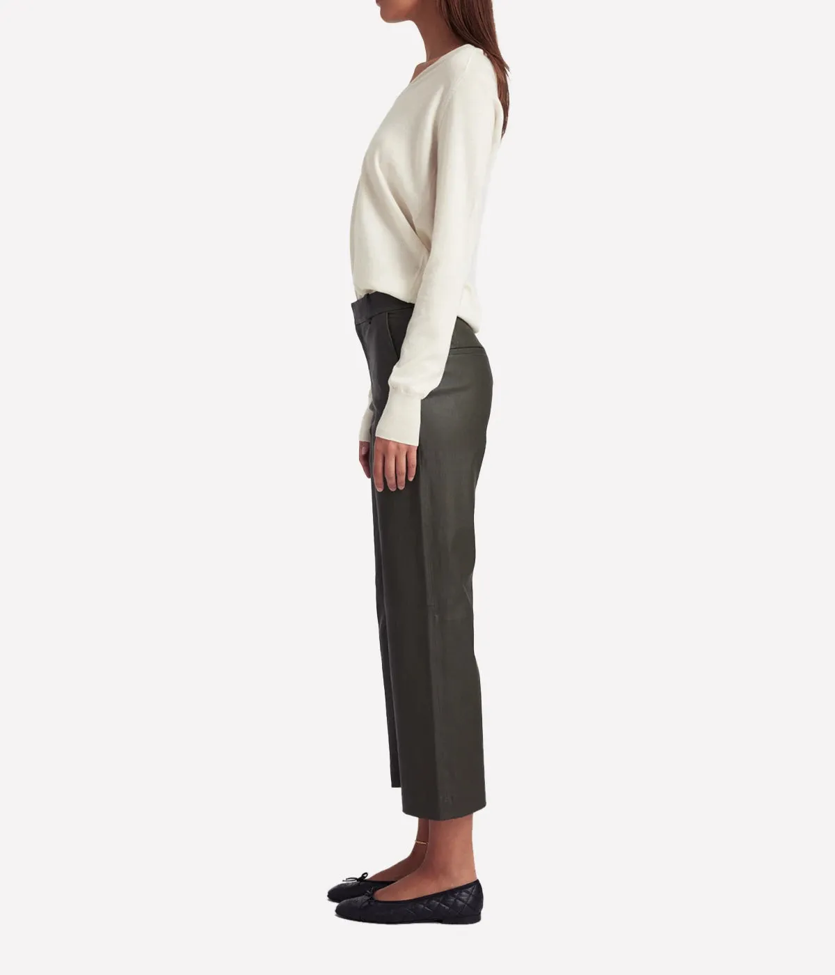 Cropped Baggy Lowrise Trouser in Cactus