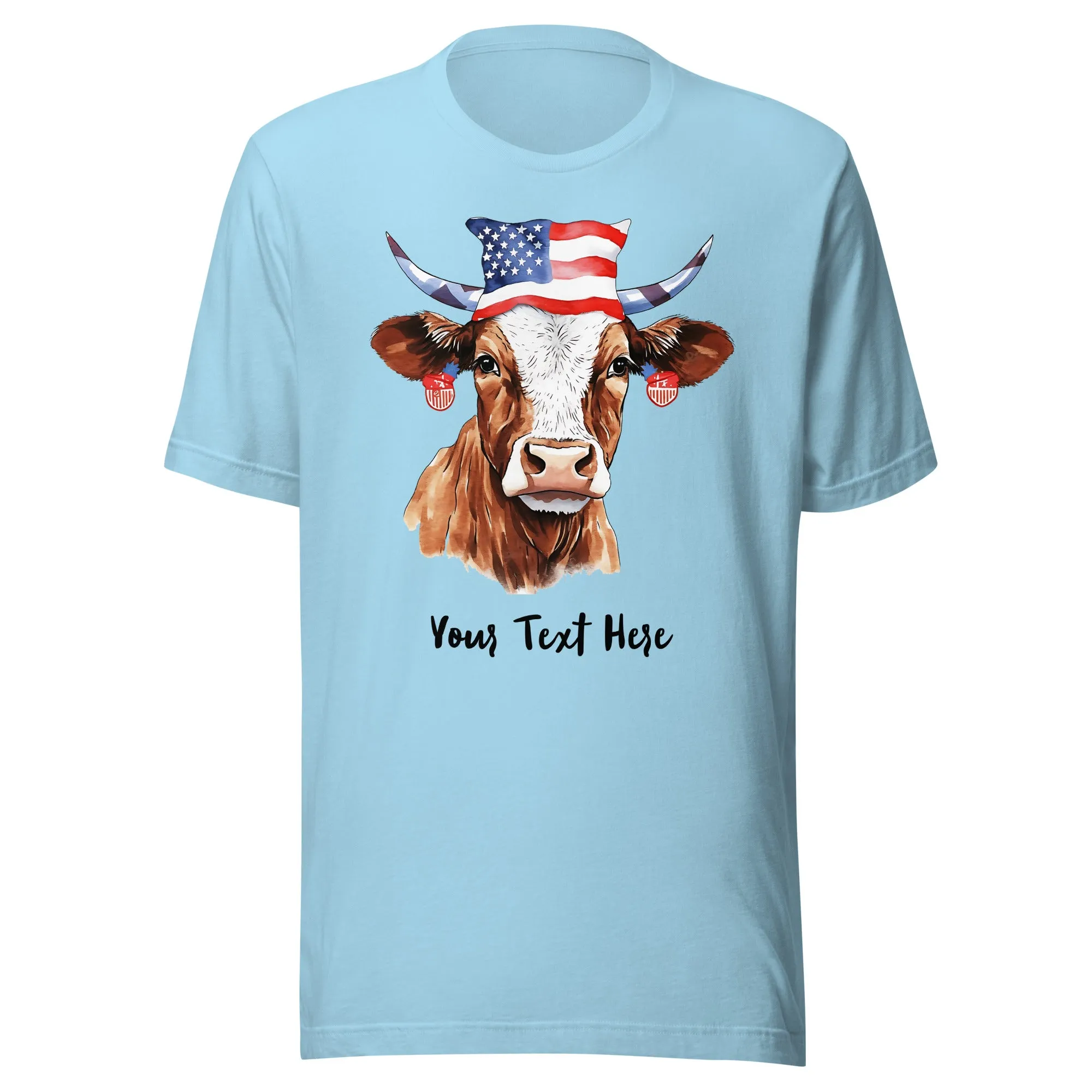 Customizable T Shirt With Patriotic Cow For Cow Lovers