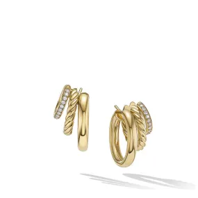 DY Mercer Multi Hoop Earrings in 18K Yellow Gold with Pave Diamonds