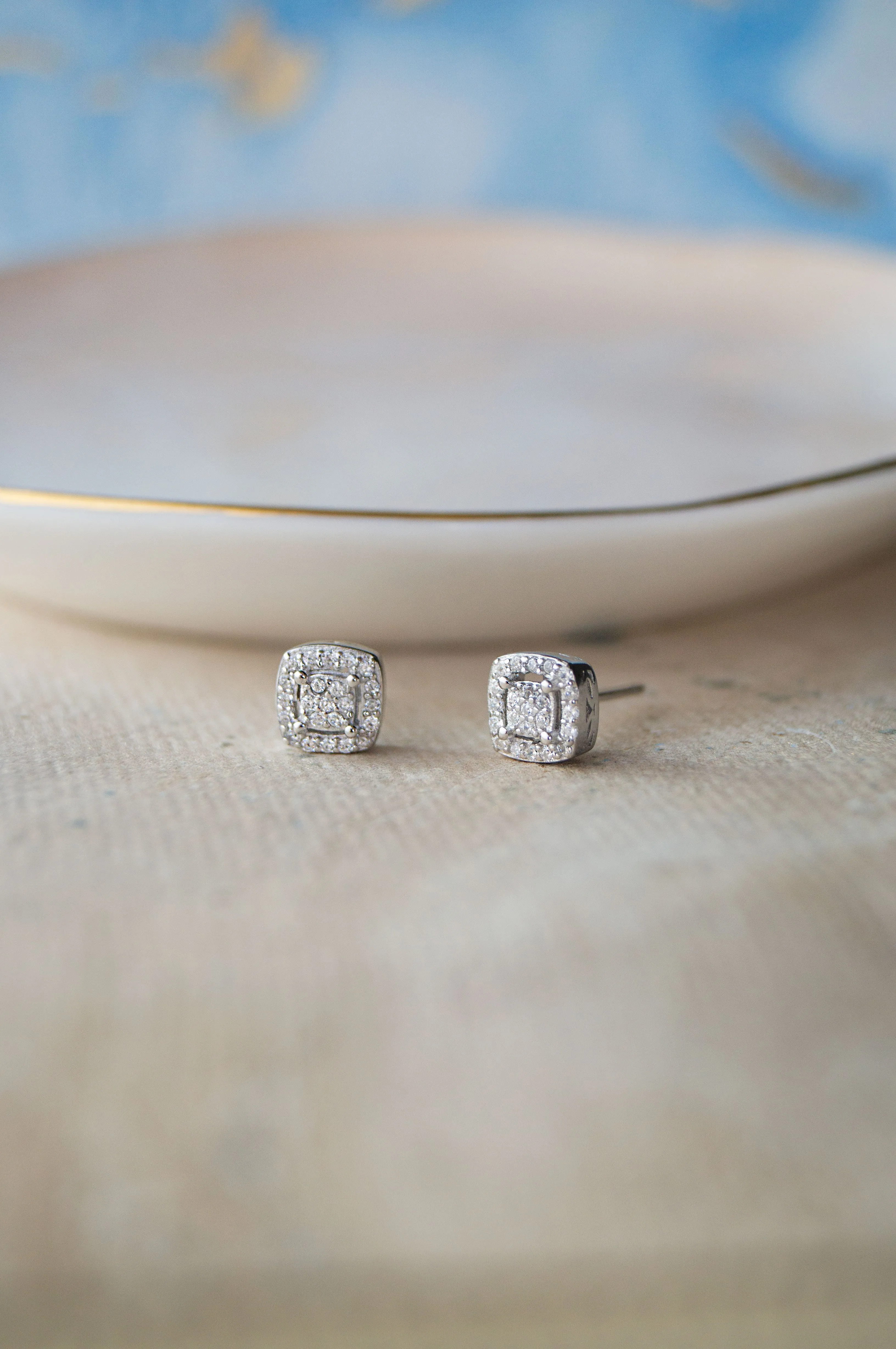 Ecentric Square Sterling Silver Stud Earrings