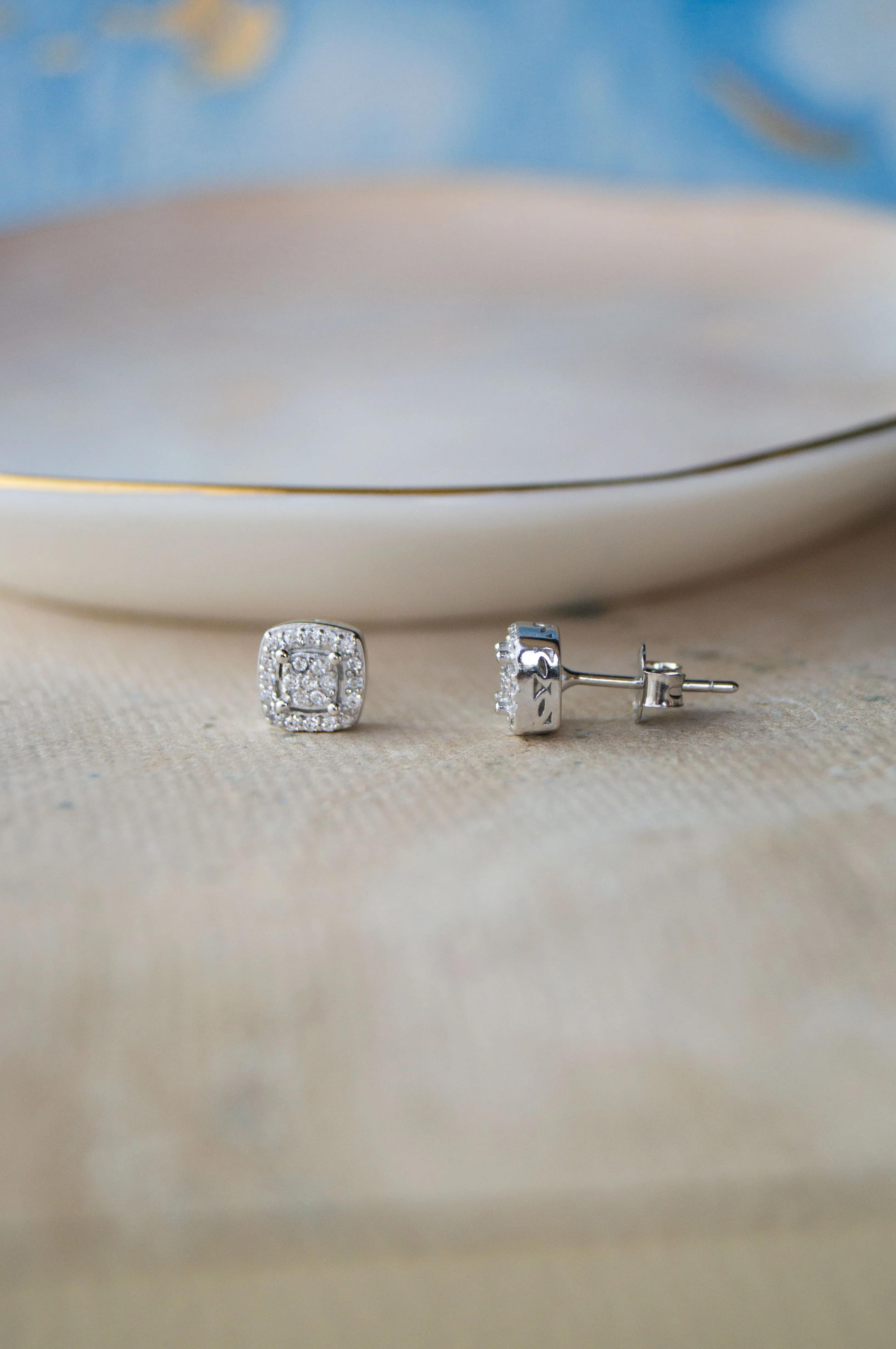 Ecentric Square Sterling Silver Stud Earrings