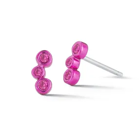 Electric Pink Mini 3-stone single stud earring