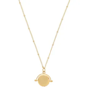 Faceted Disc Spinner Necklace - Gold