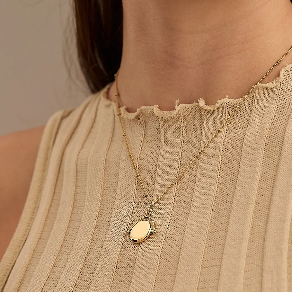 Faceted Disc Spinner Necklace - Gold