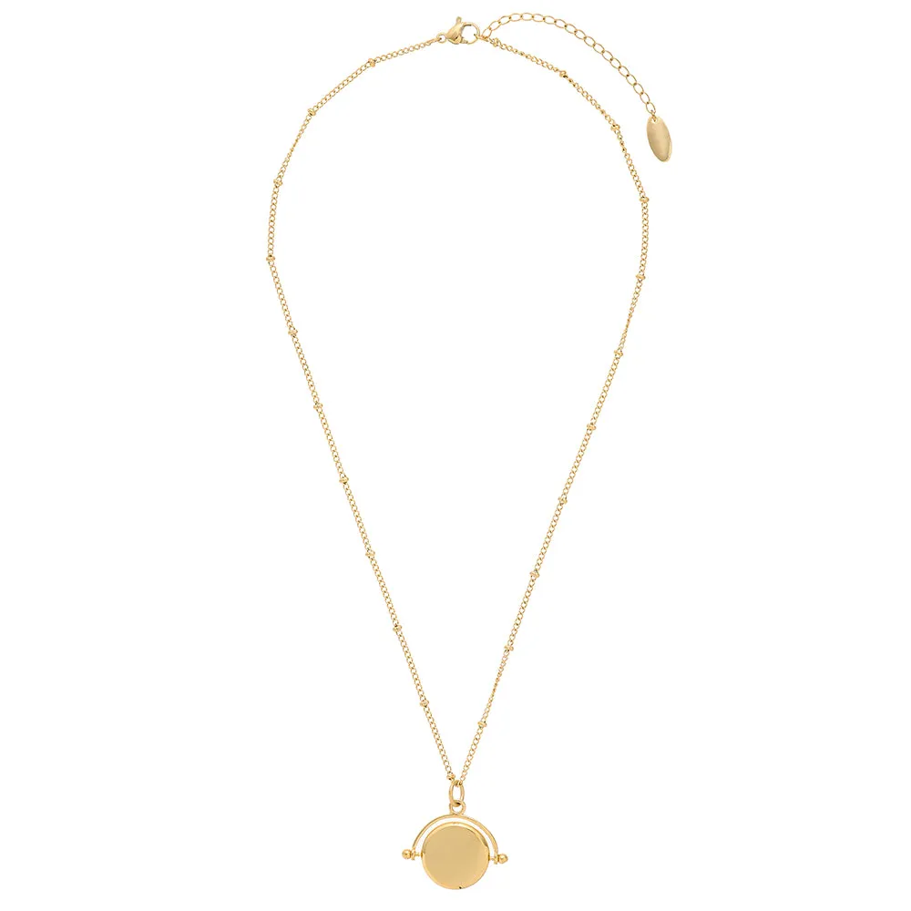 Faceted Disc Spinner Necklace - Gold