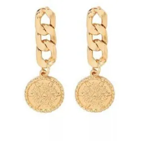 Gold Link Chain and  Coin Earrings