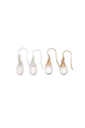 Jill Short Drop Earrings in Rose Quartz