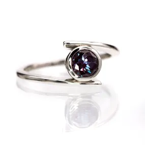 Lab-created Alexandrite Bezel Bypass Solitaire Engagement Ring