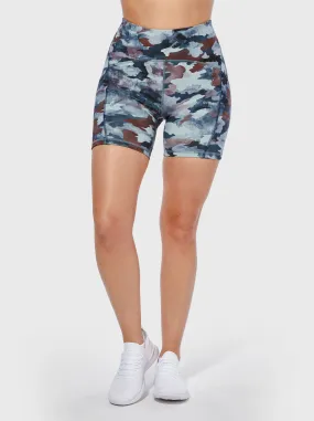 LULULEMON BLUE CAMO POWER THRU HR SHORT 6