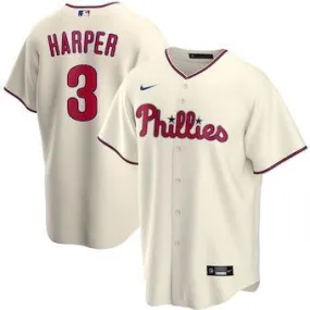 Mens Philadelphia Phillies Bryce Harper Cool Base Replica Jersey Cream