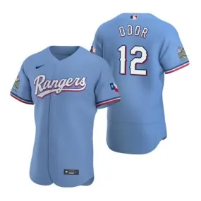 Mens Texas Rangers Rougned Odor Cool Base Replica Jersey Light Blue