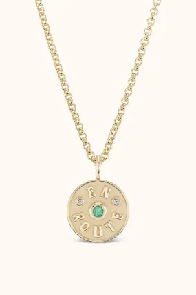 Mini En Route Charm - Emerald 14k Yellow Gold