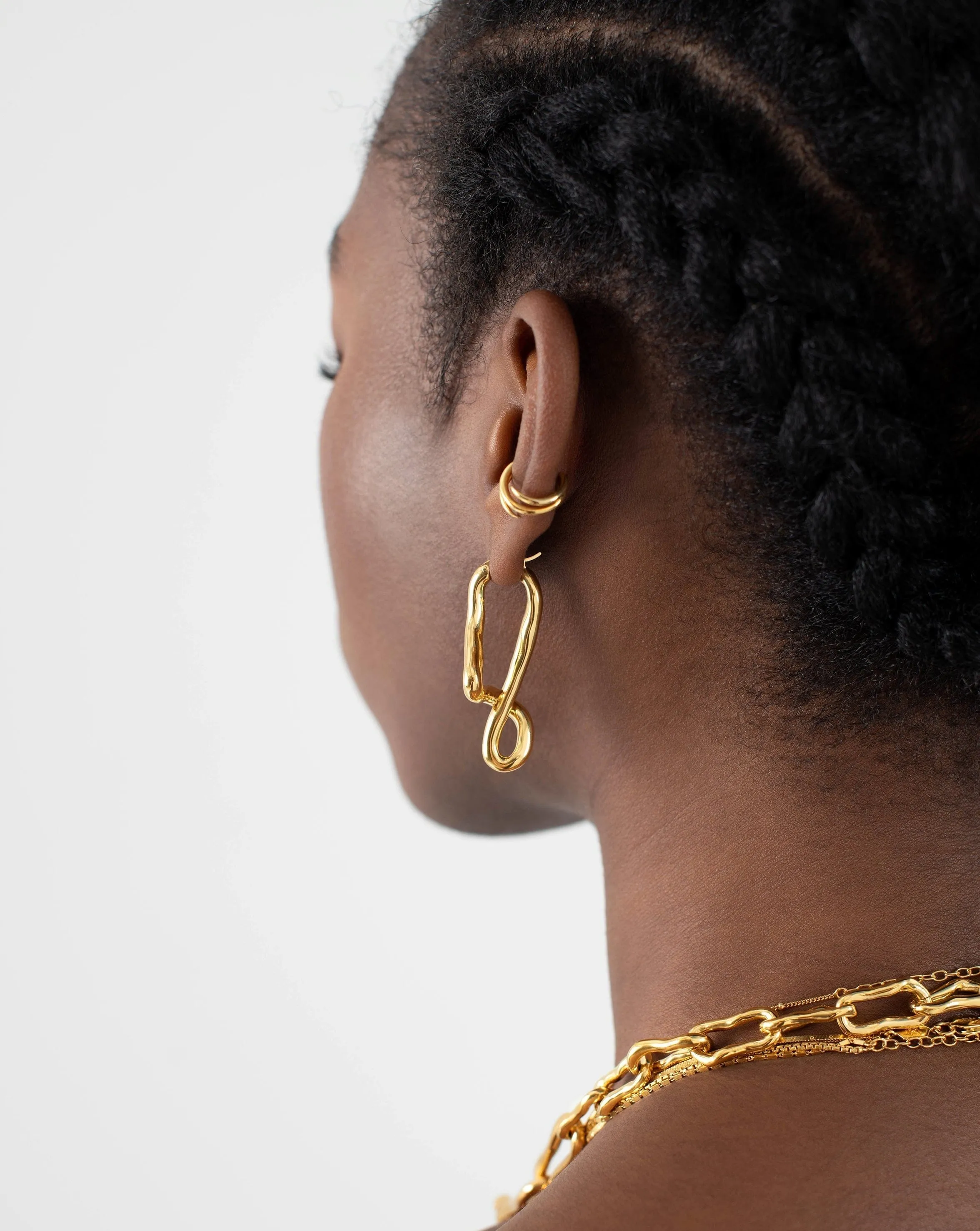 Molten Twisted Ovate Hoop Earrings