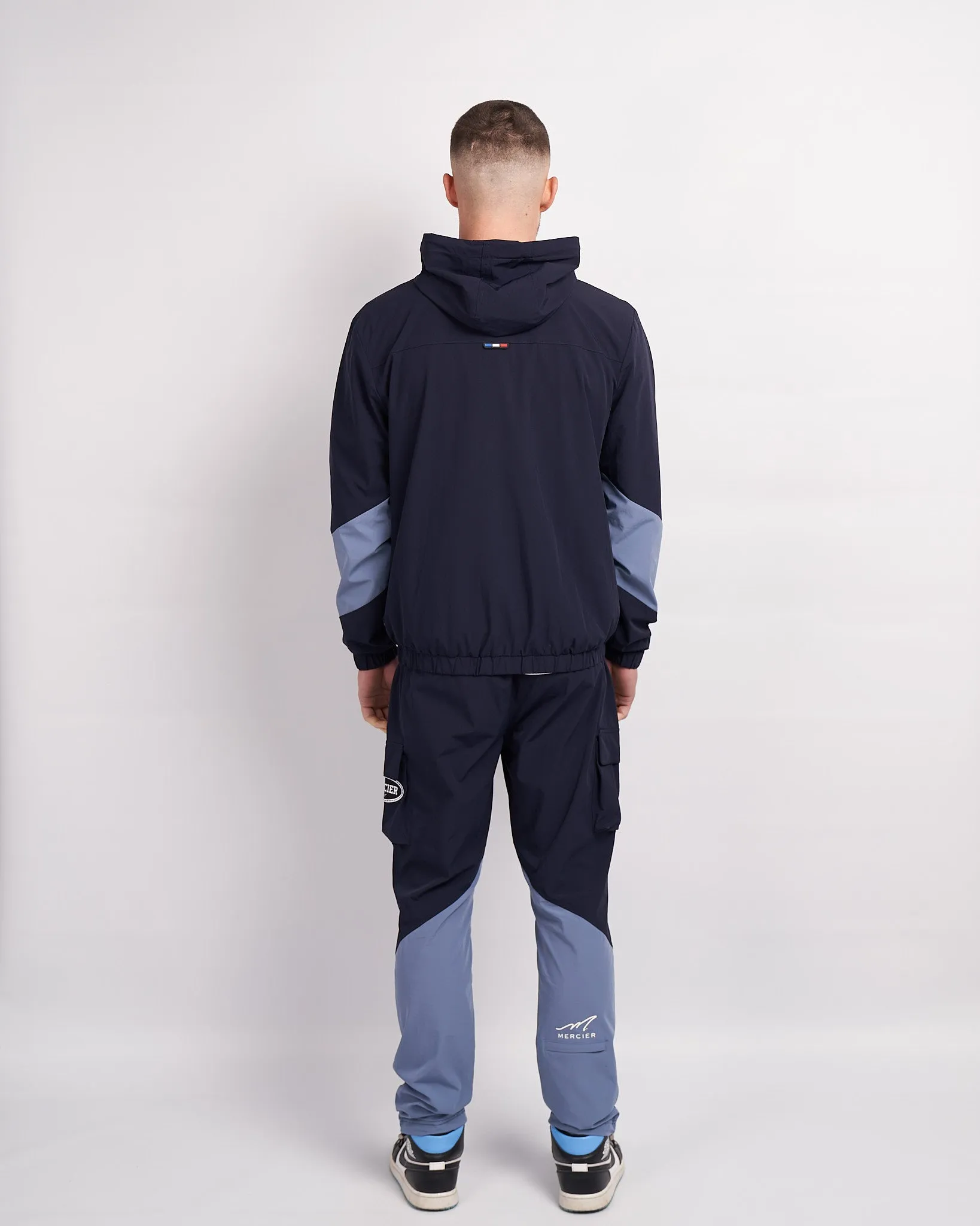 Navy Placid Blue Mono Badge Panelled Windbreaker