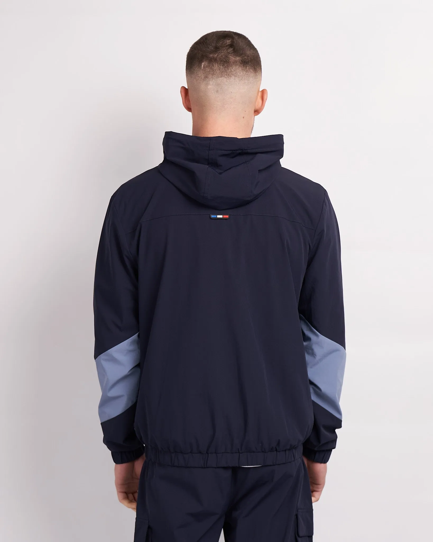 Navy Placid Blue Mono Badge Panelled Windbreaker