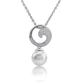 Pearl Pavé Wave Pendant