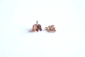 Pink Rose Gold Vermeil Elephant with Attached Bail Charm- 18k gold over Sterling Silver Small Elephant Pendant, Gold Baby Elephant Charm, 5