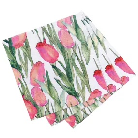 Pink Tulips Paper Cocktail Napkins (Pack of 20)