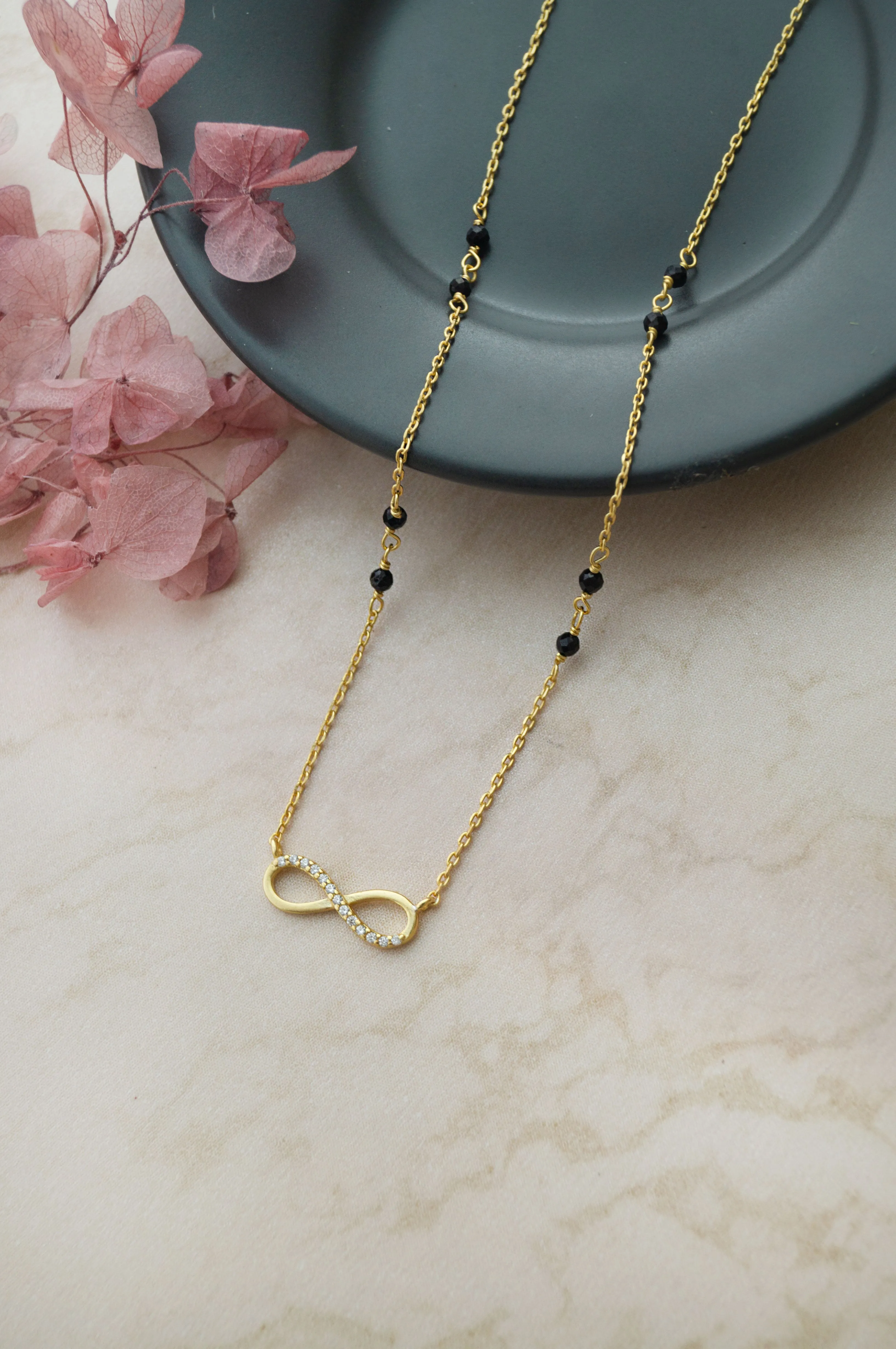 Promise Of Infinity Gold Plated Sterling Silver Mangalsutra Necklace