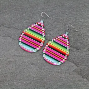 Serape rhinestone earrings  pink