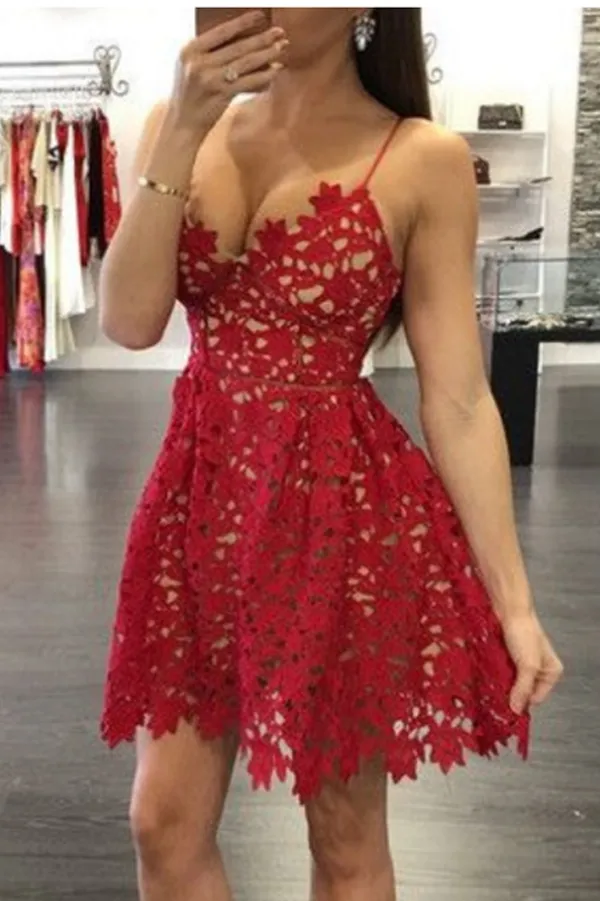 Sexy Deep V-Neck Sleeveless Short Homecoming Dresses