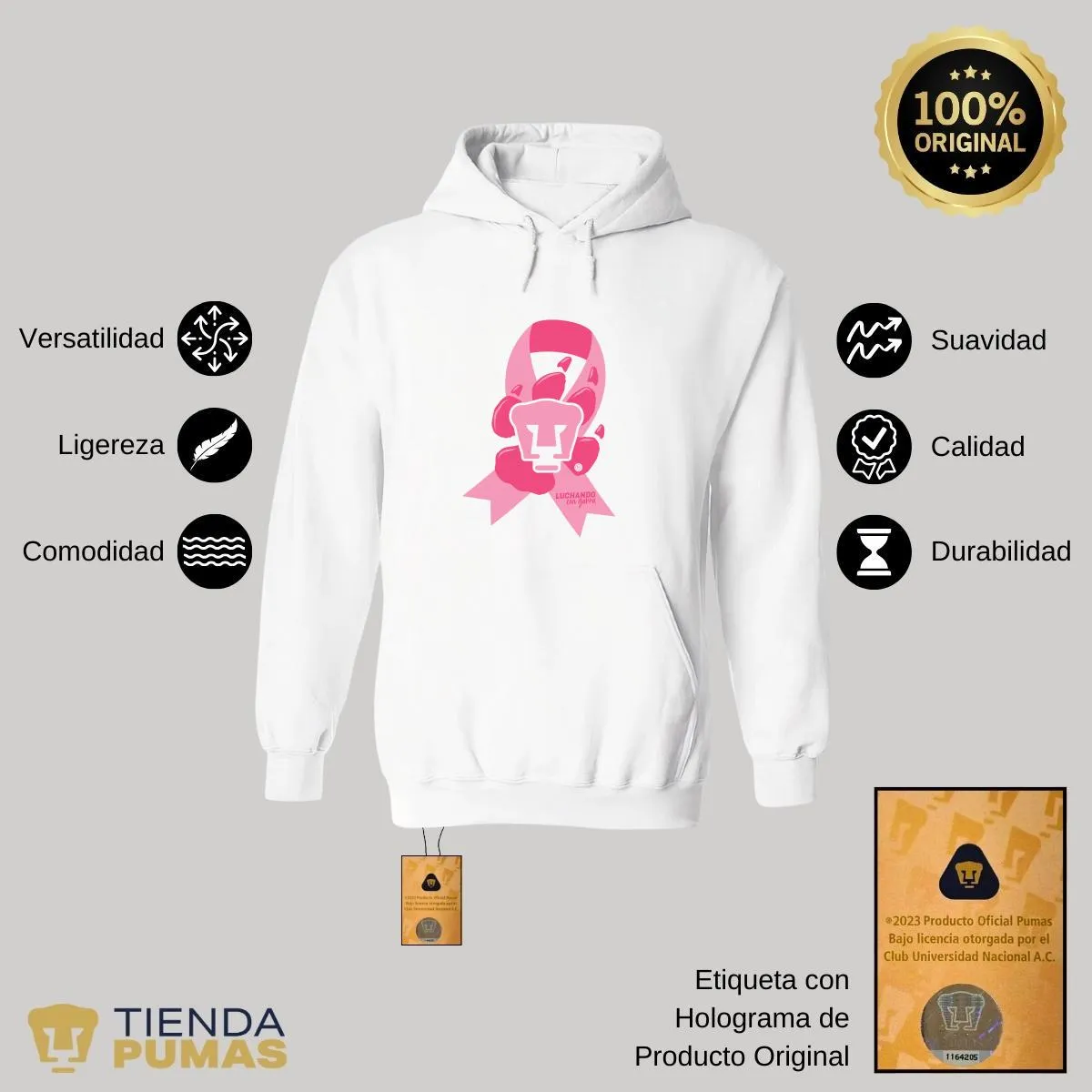 Sudadera Mujer Hoodie  Pumas UNAM Luchando con garra