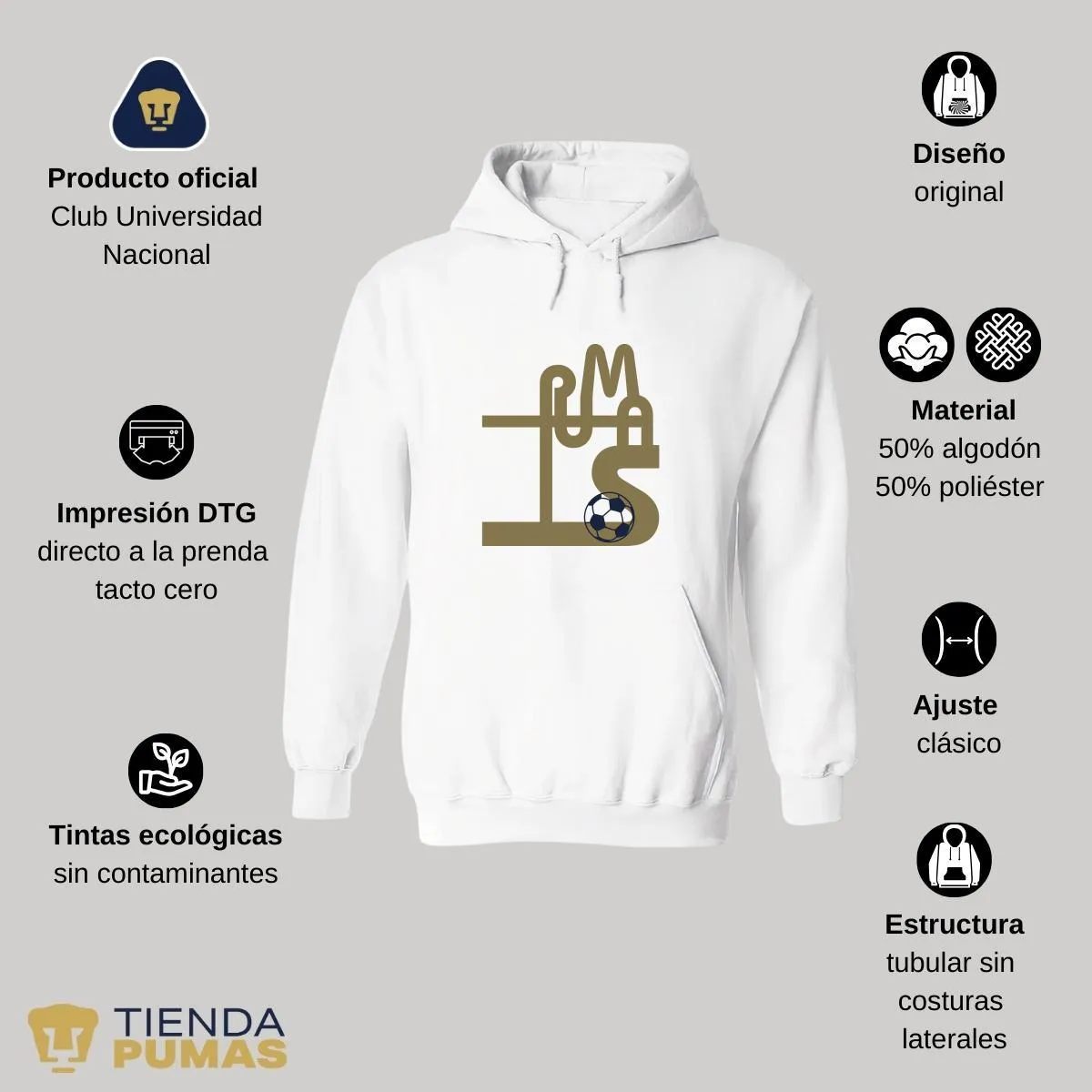 Sudadera Mujer Hoodie  Pumas UNAM Líneas