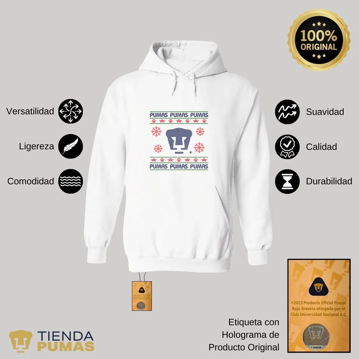 Sudadera Mujer Hoodie  Pumas UNAM Navidad